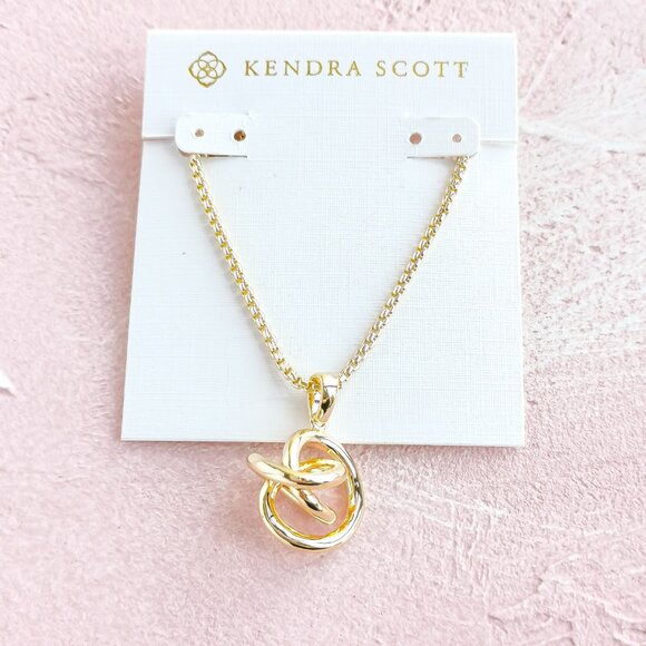 Kendra Scott Presleigh Love Knot Gold Necklace - Picture 1 of 3